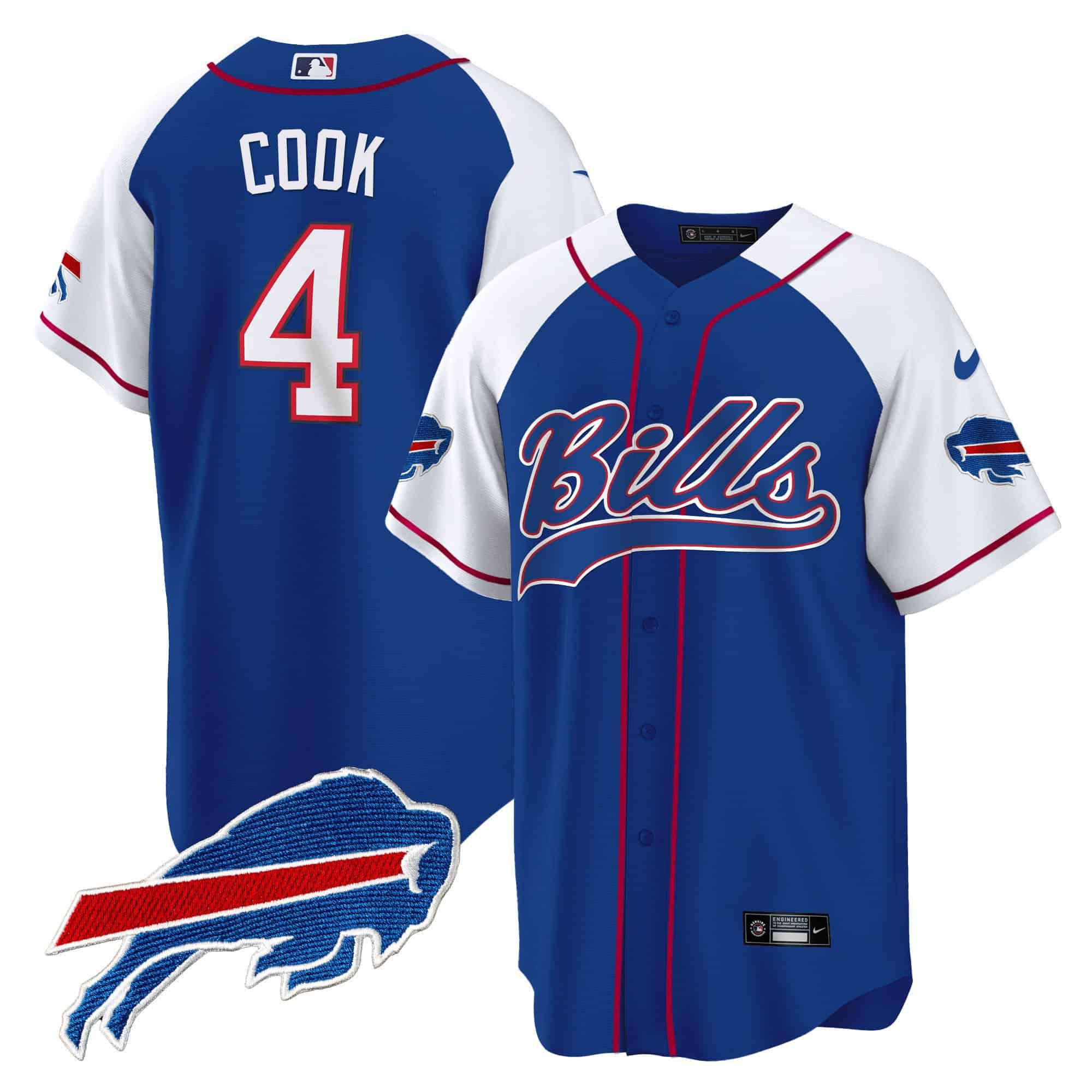 Men Buffalo Bills #4 Cook Blue 2024 Nike Baseball Game NFL Jersey style 1